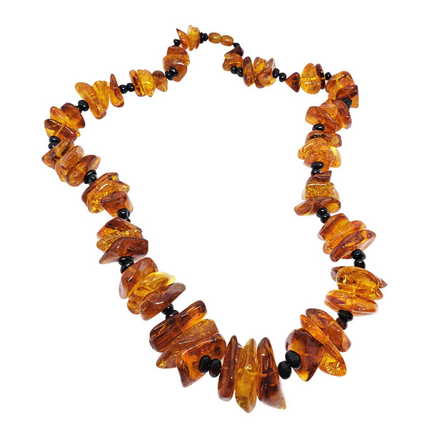 Multi-Color Amber Beaded Necklace 27"