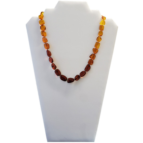 Multi-Color Amber Rainbow Beaded Necklace 24"