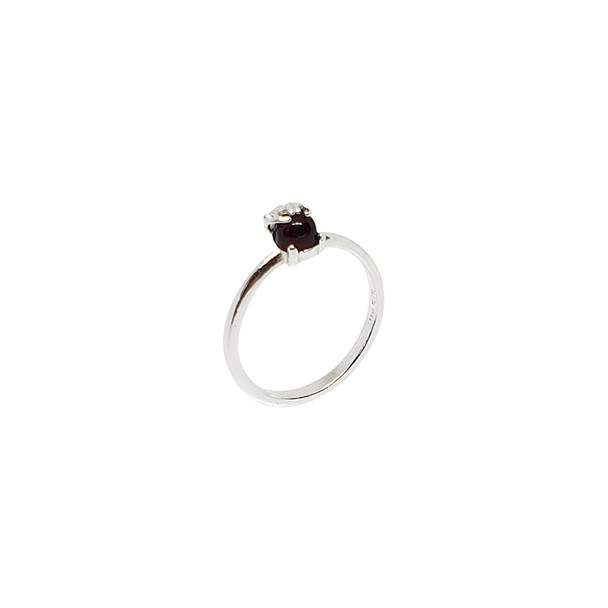 Cherry Amber Sterling Silver Small Ladybug Ring