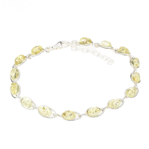 Citrine Amber .925 Silver Link Bracelet