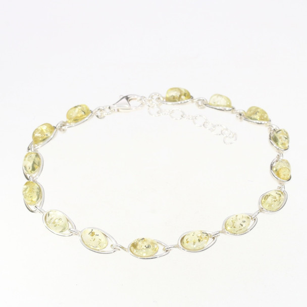 Citrine Amber .925 Silver Link Bracelet