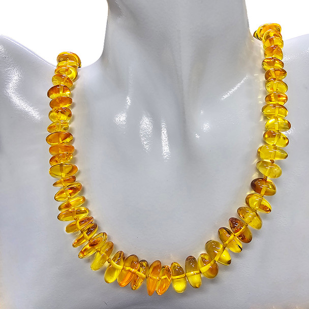 Citrine Color Amber Polished Necklace 28"