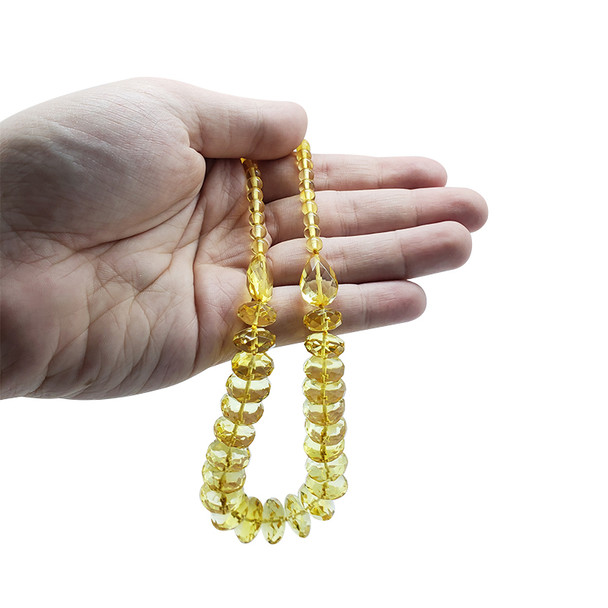 Faceted Citrine Genuine Baltic Amber Necklace 20"