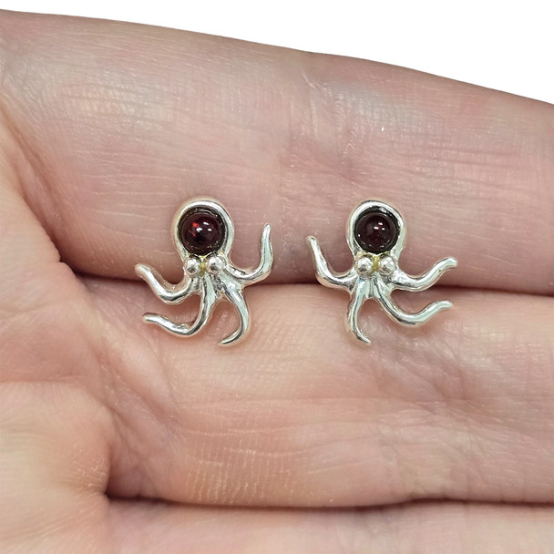 Baltic Amber Sterling Silver "Octopus" Earrings. Amber Jewelry