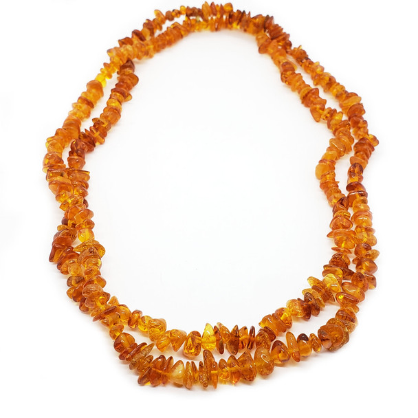 Cognac Amber Chips Necklace 58''-59''