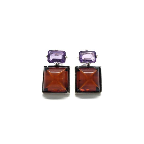 Baltic Amber/Amethyst Earrings¬†