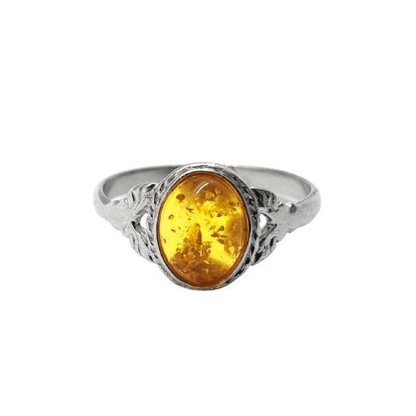 Citrine Amber Sterling Silver Ring