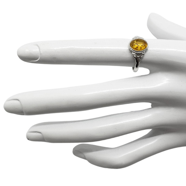 Citrine Amber Sterling Silver Ring
