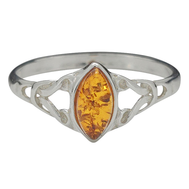 Cognac Amber Celtic Style Ring