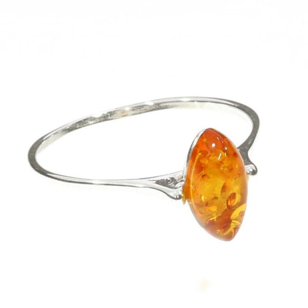 Cognac amber sterling silver ring.