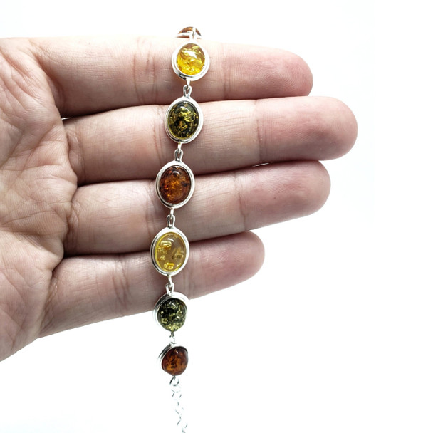 Multi Color Amber Link Bracelet