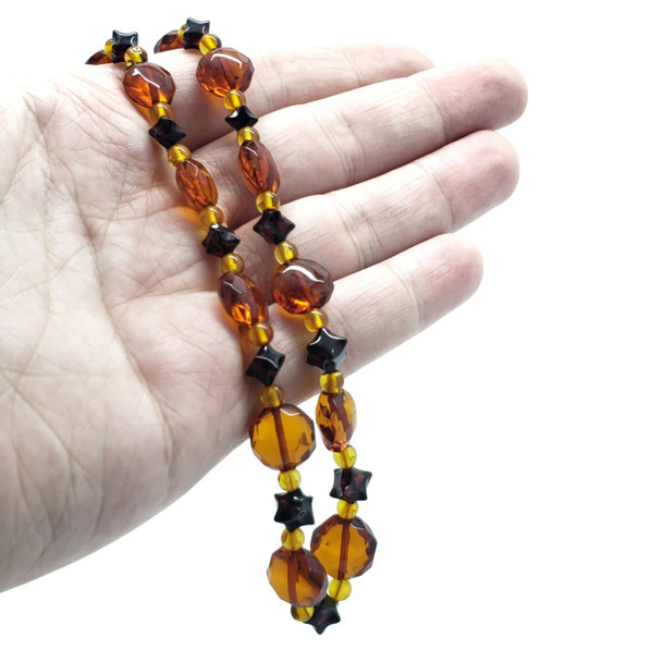 Multi Color Amber Semi Faceted Necklace 18"
