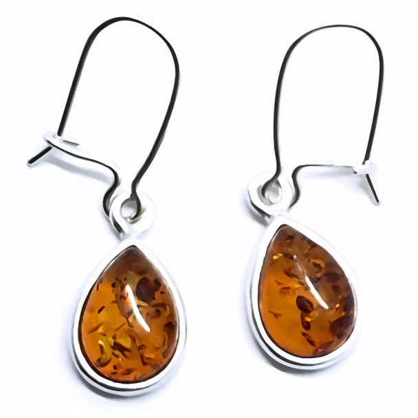Cognac Amber Teardrop Dangle Earrings