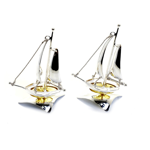 Citrine Color Amber Sterling Silver Boat Statuette