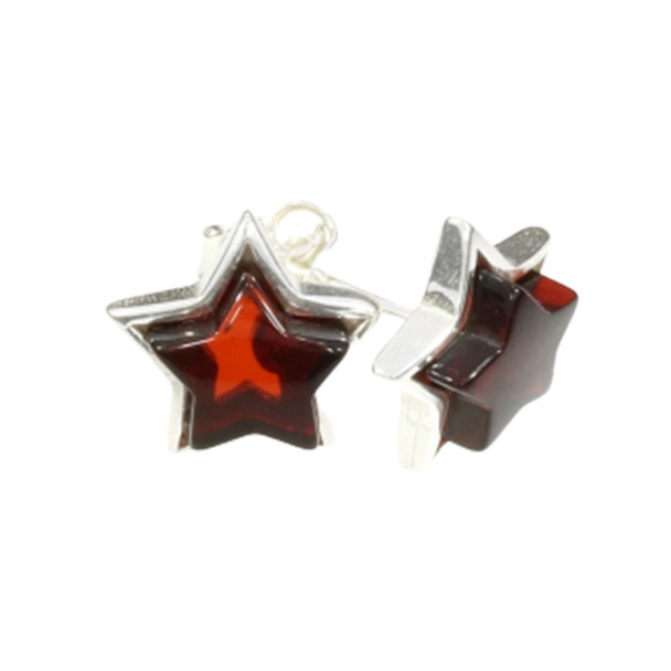 Baltic Amber Sterling Silver Star Earrings. Amber Jewelry