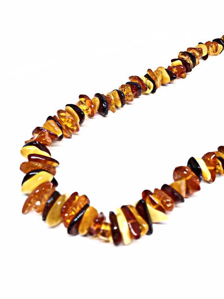 Multicolor Amber Bead Necklace 18"