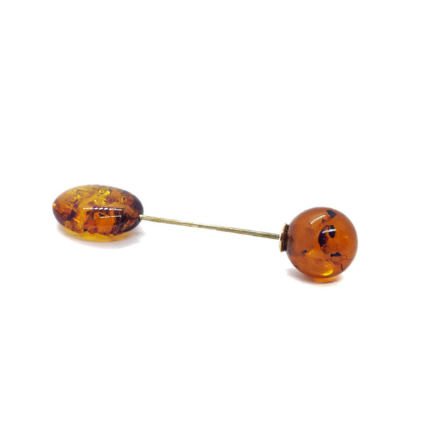 Cognac Amber .925 Silver Pin