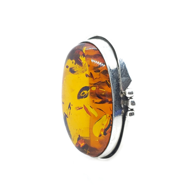 Cognac Amber Sterling Silver Pin/Pendant