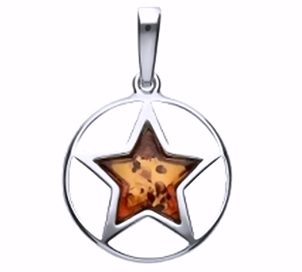 Cognac Amber Star Pendant