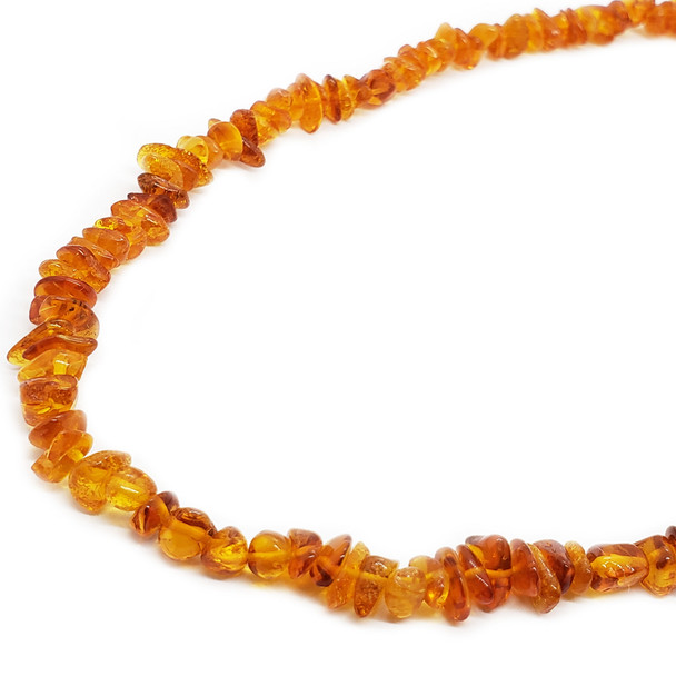 Cognac Amber Chips Necklace 32"