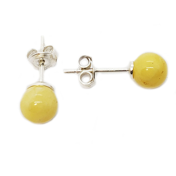 Baltic Amber Sterling Silver Ball Stud Earrings