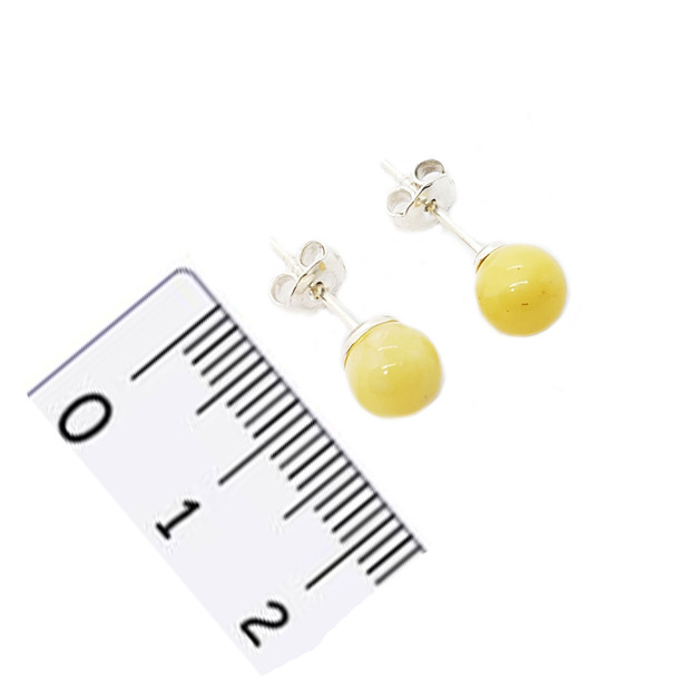 Baltic Amber Sterling Silver Ball Stud Earrings