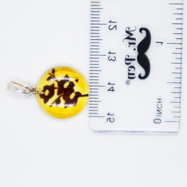 Orchid Flower Amber Intaglio/Cameo Pendant
