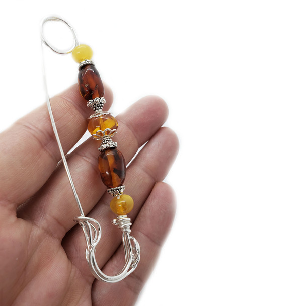 Multicolor Amber Safety Pin /Brooch