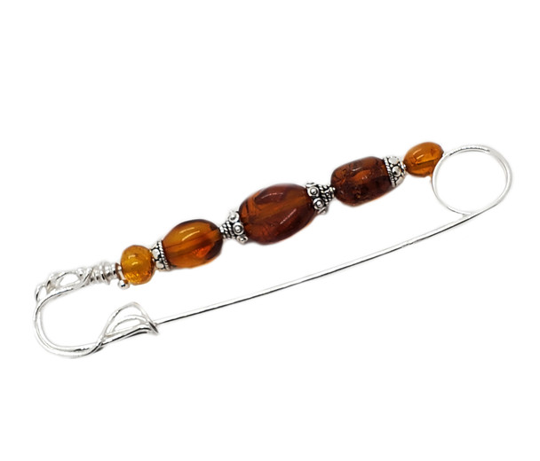Multicolor Amber Safety Pin /Brooch