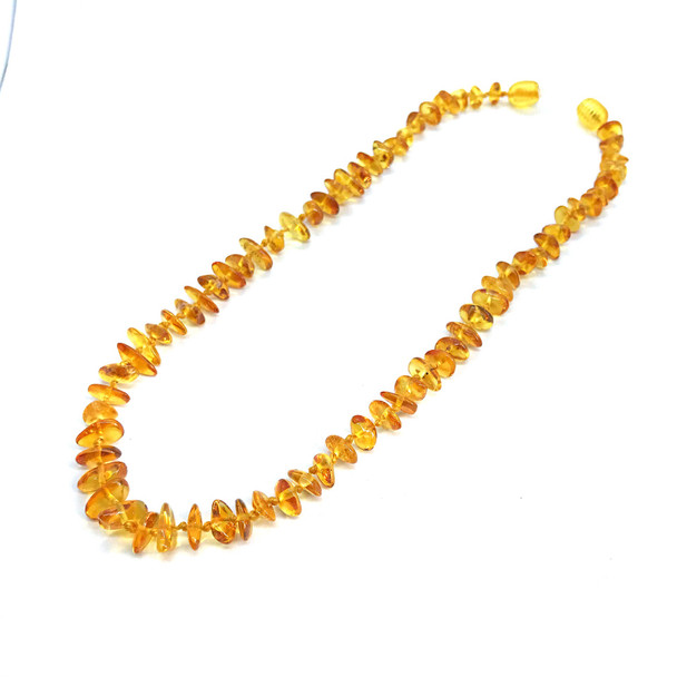 Cognac Amber Baby/Teething Necklace, SCREW CLASP 12"-13"