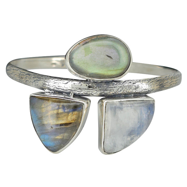 Labradorite/Moonstone Sterling Silver Cuff Bracelet