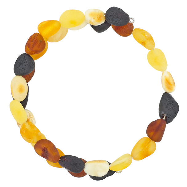 Multicolor Matte-Finish Amber Memory Wire Bracelet