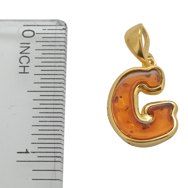 Amber Gold Plated Silver Alphabet Collection Letter G Pendant