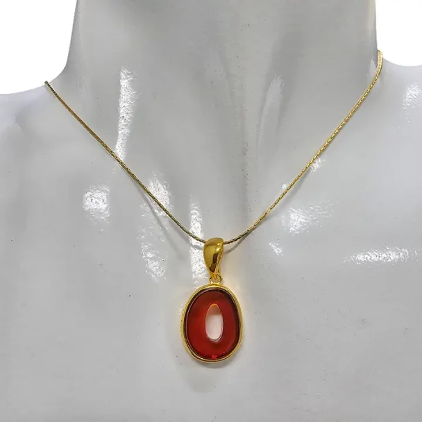 Amber Gold Plated Silver Alphabet Collection Letter O Pendant