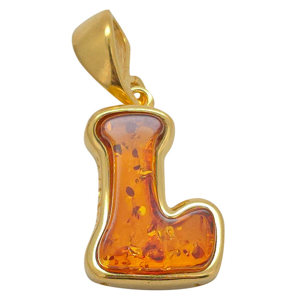 Amber Gold Plated Silver Alphabet Collection Letter L Pendant
