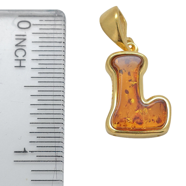 Amber Gold Plated Silver Alphabet Collection Letter L Pendant