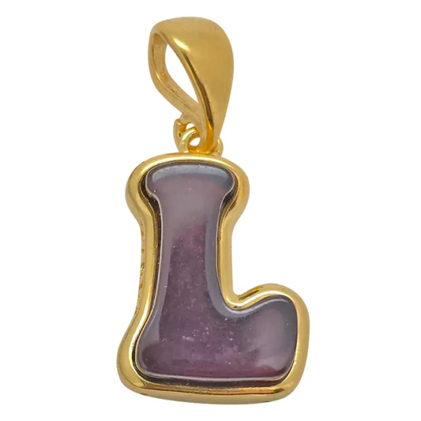 Amber Gold Plated Silver Alphabet Collection Letter L Pendant