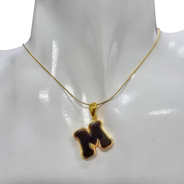 Amber Gold Plated Silver Alphabet Collection Letter M Pendant
