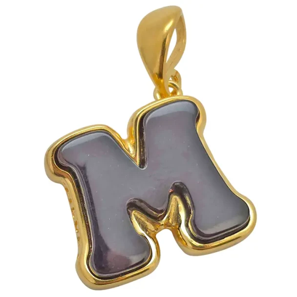 Amber Gold Plated Silver Alphabet Collection Letter M Pendant