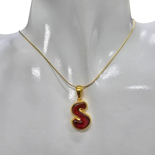 Amber Gold Plated Silver Alphabet Collection Letter S Pendant