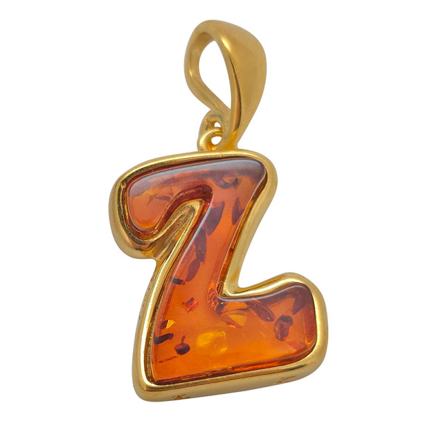 Amber Gold Plated Silver Alphabet Collection Letter Z Pendant