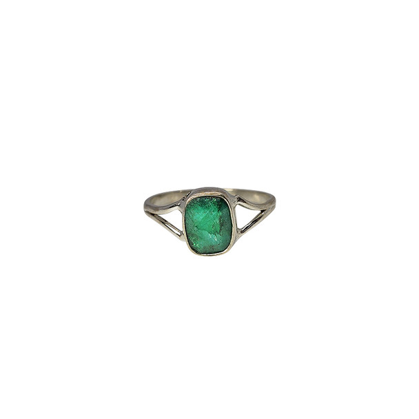Faceted Composite Emerald Sterling Silver Ring