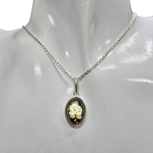 Rose Amber Cameo / Intaglio Pendant