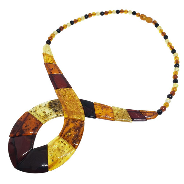Cleopatra-Style Amber Beaded Necklace 18''