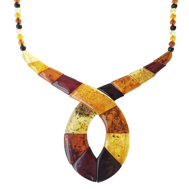 Cleopatra-Style Amber Beaded Necklace 18''