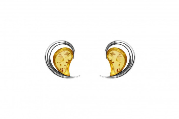 Citrine Amber Stud Earrings & .925 Sterling Silver