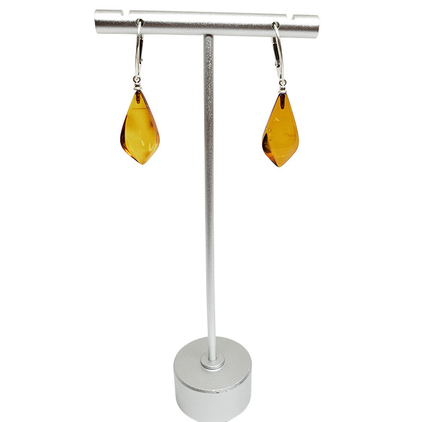Baltic Amber Semi Faceted Drop Earrings On Hooks