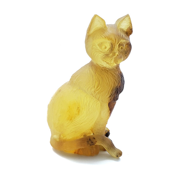 Citrine Amber Carved Cat