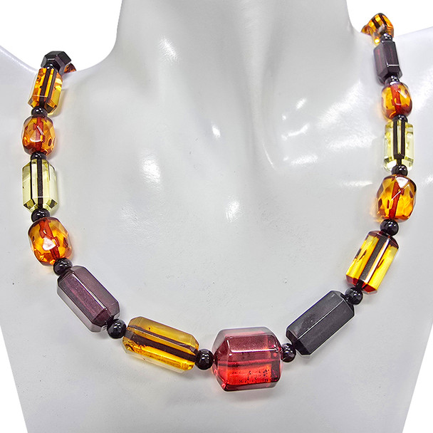 Faceted Multi Color Amber Beaded Necklace