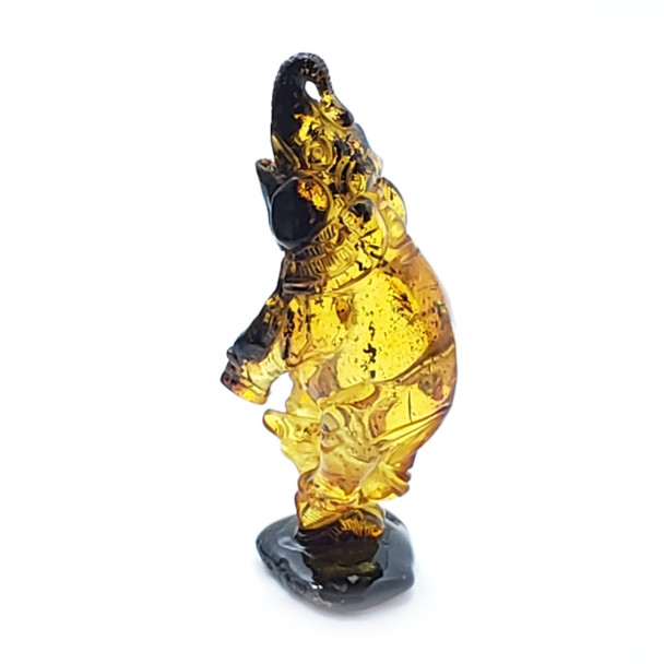 Cognac Amber Carved Elephant